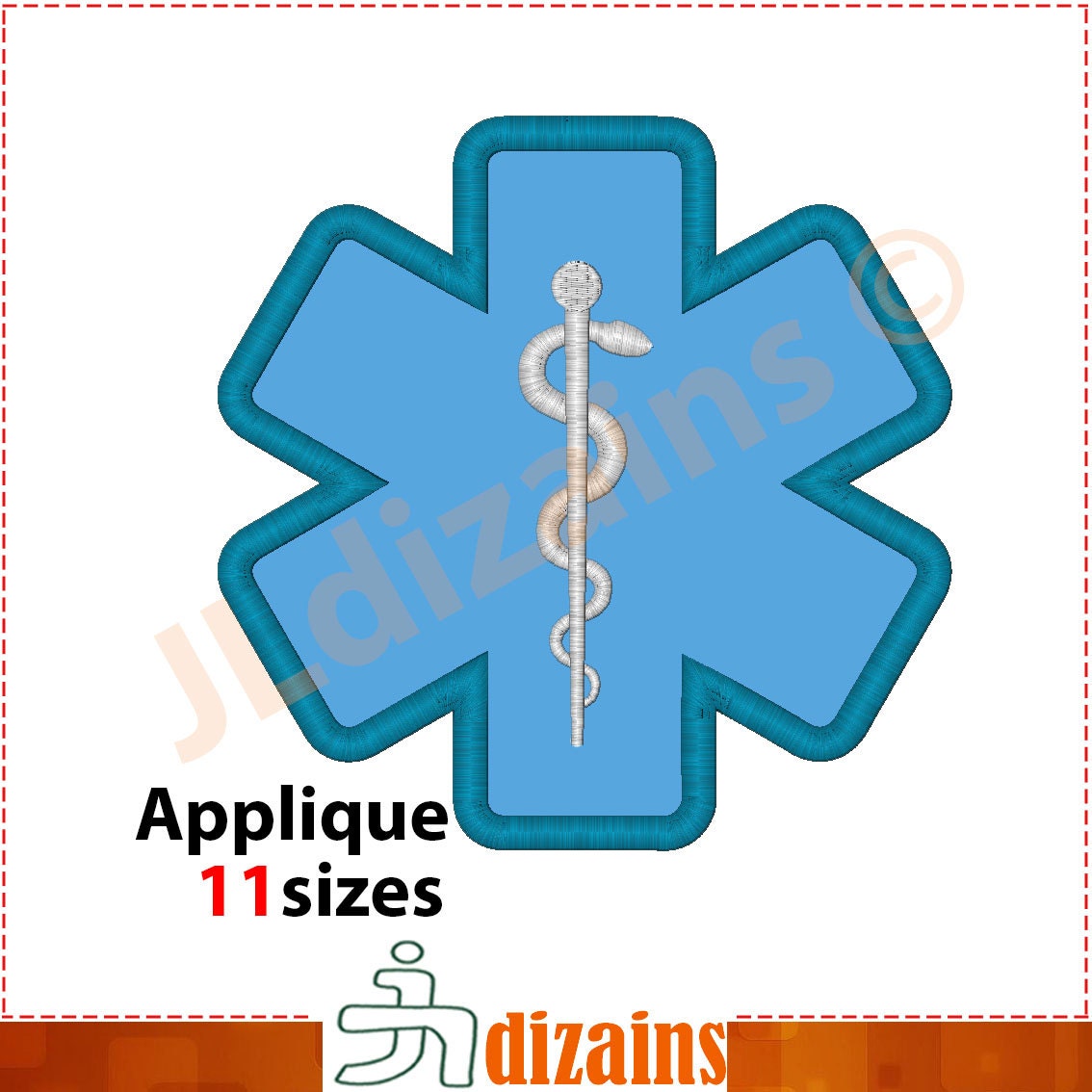 Medical Alert Applique Design. Medical alert embroidery