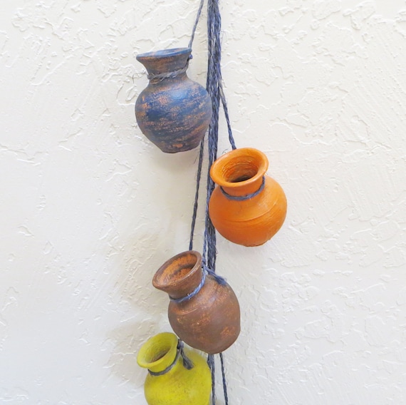 Mexican Pottery Hanging Clay Pots Wall Hanging Petite