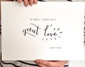 Download Items similar to Inspirational quote~ modern calligraphy black and white quote~ mother theresa ...
