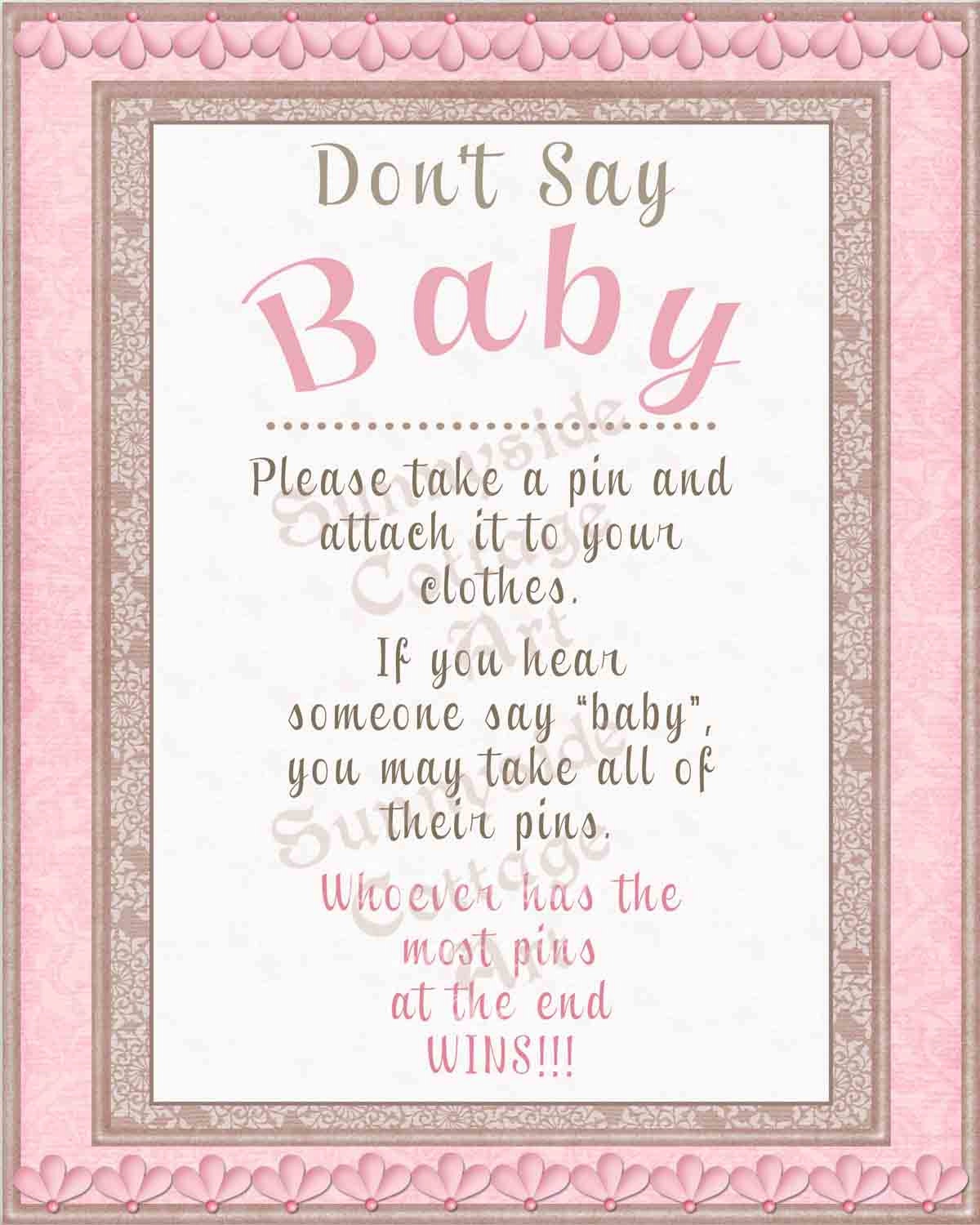 Don t Say Baby Game Printable Baby Shower By SunnysideCottageArt