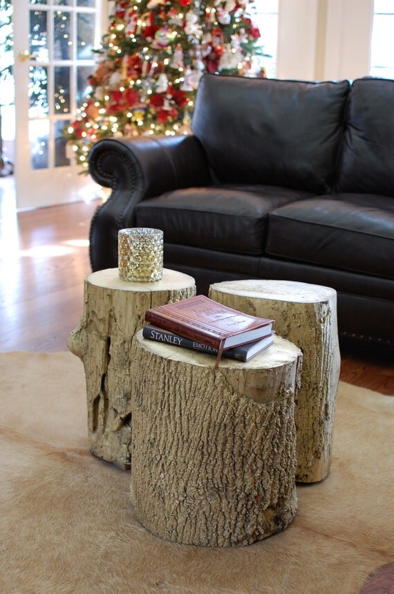 Tree Stump Side Table Rustic Home Decor by sumsouthernsunshine