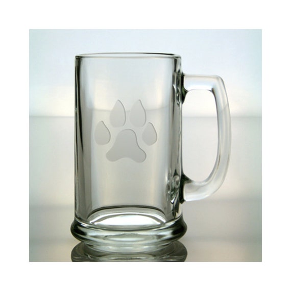 Dog Beer Mug / Free Personalization / Dog Paw Beer Glass / Pet