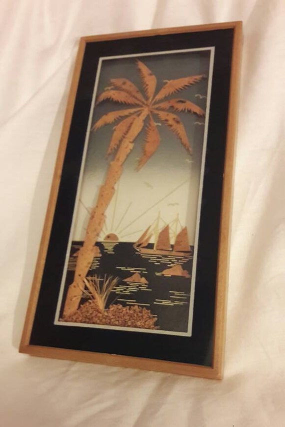 Vintage Cork art framed picture wall hanging home gift wall