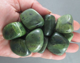2 Nephrite Jade Stones Polished - Good Luck Crystal, Protection Stone, Natural Healing Crystals & Stones, Energy Healing, Heart Chakra T043