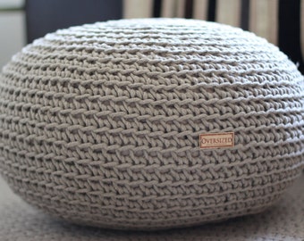 Organic, crochet pouf, Linen pouf, knit pouf, floor cushion, hypoalergic pouf, poof, bean bag chair, Ottoman, footstool, rustic pouf