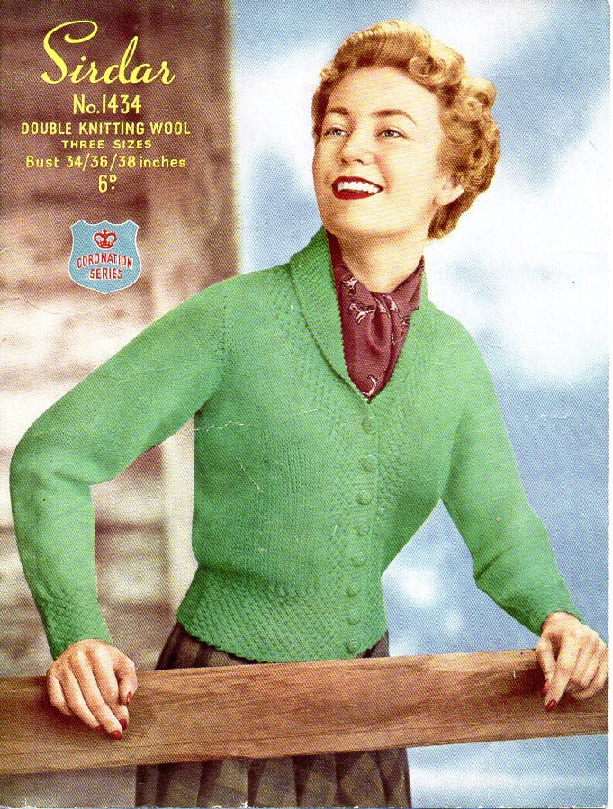 vintage womens cardigan knitting pattern PDF ladies fitted jacket shawl