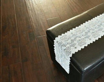 White Lace Table Runners - Wedding Table Runners - White Flower Lace Table Runners - Lace Overlay - Wedding Decor - Reception Table Runners