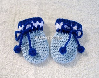 Crochet Mitten Pattern - Crochet Pattern 040 - Baby Thumb-less Mittens - Crochet Patterns - Crochet Gloves Pattern Baby BLue Mittens