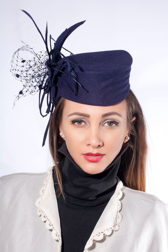 Elegant felt pillbox Retro vintage pillbox hat Kate pillbox