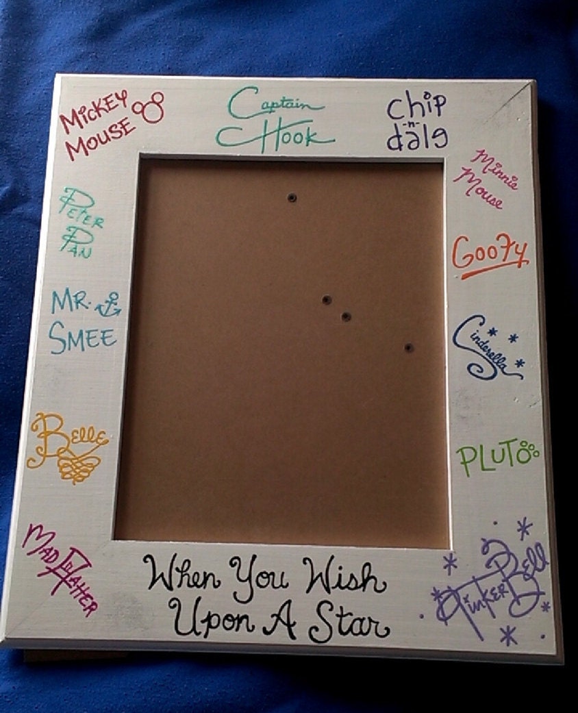 Hand Painted 8x10 Wooden Picture Frame Disney Autographs
