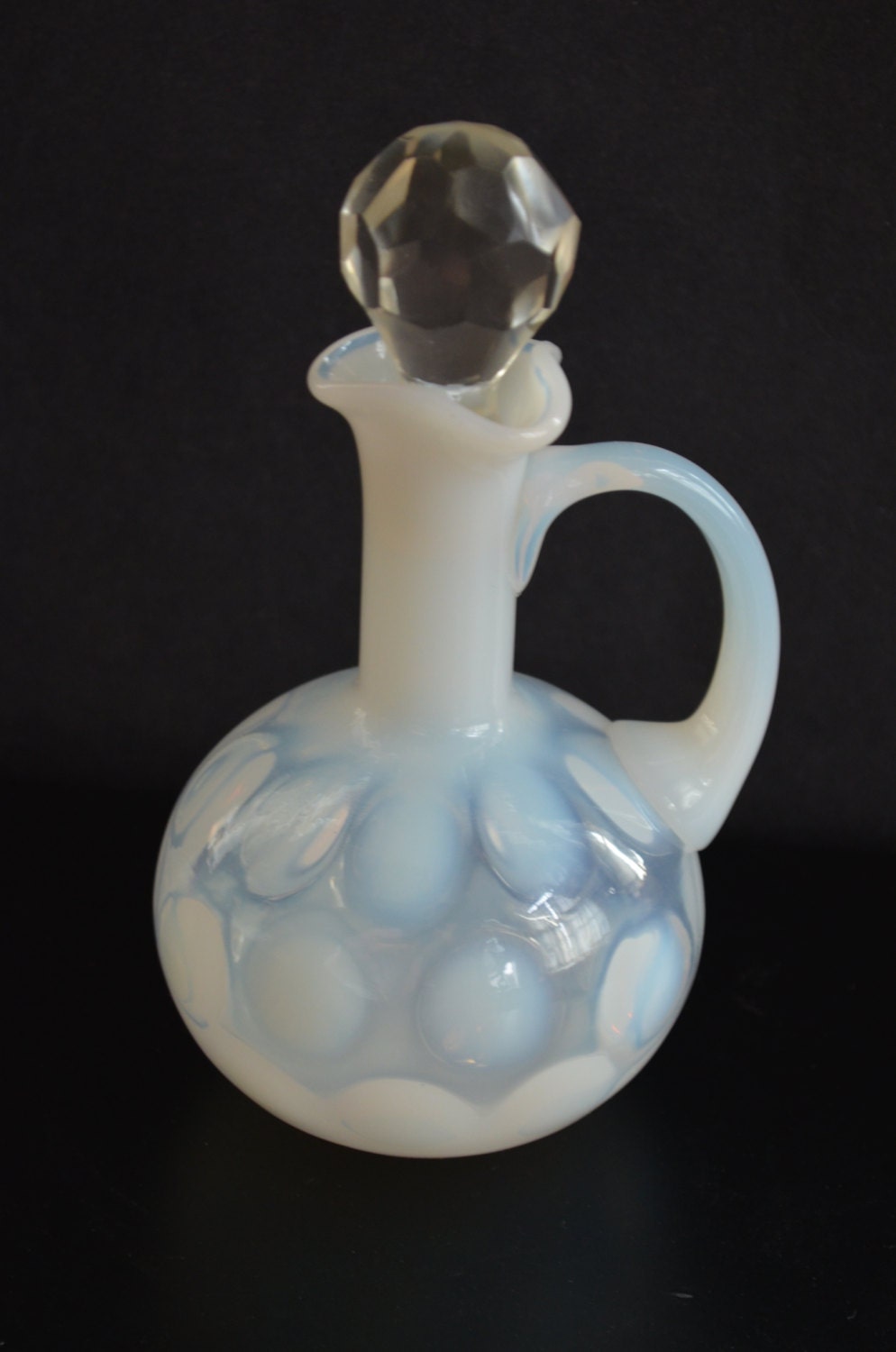 Fenton Opalescent White Coin Dot Cruet Early Fenton Art Glass