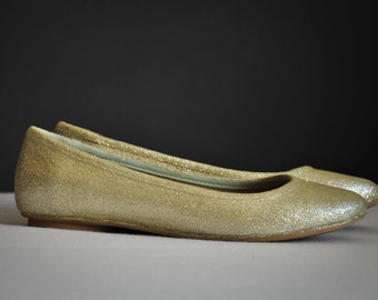 Wedding flats Ivory wedding flats Ivory glitter flats Champagne ballerinas Wedding shoes Low heels flats ivory ballerinas SIZE 8.5