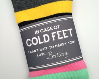 Cold Feet Label Grooms Socks / Dark Gray and White Bride Gift to Groom / Engagement Gift for Groom / Personalized Wedding Gift from Bride