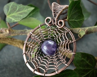 Trailer, copper, viking knit, wire work, Amethyst