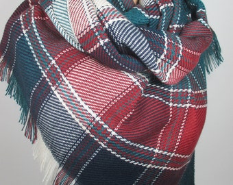 Blanket scarf Plaid scarf fall winter Flannel scarf Oversize Cowl scarf Women Fashion Accessories Christmas gifts for her for women Holiday