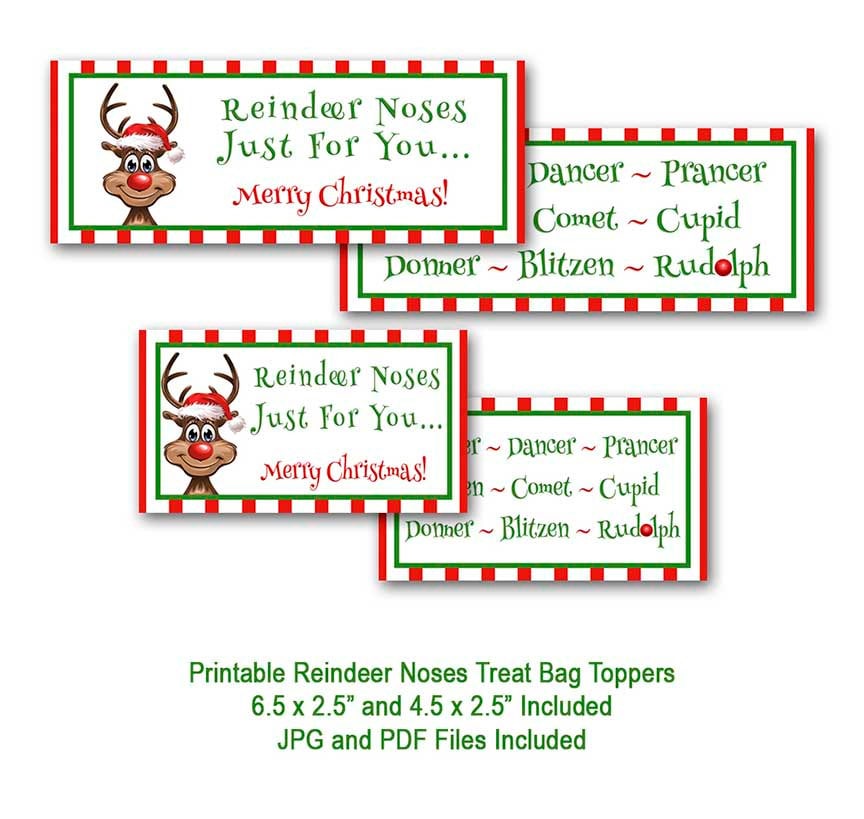 Reindeer Noses Treat Bag Toppers Christmas Treat Bags