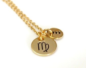 Virgo Necklace Sterling Silver, Virgo Zodiac Initial Necklace, Zodiac Jewelry, Astrological Jewelry, Virgo Personalized Necklace, Gift