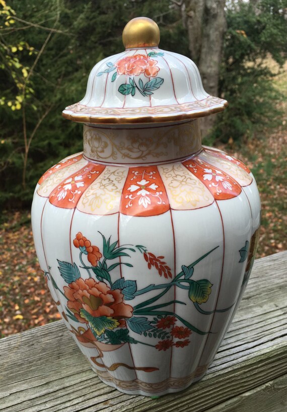 Vintage Mottahedeh Asian Pot Oriental Eastern Flowers Exotic