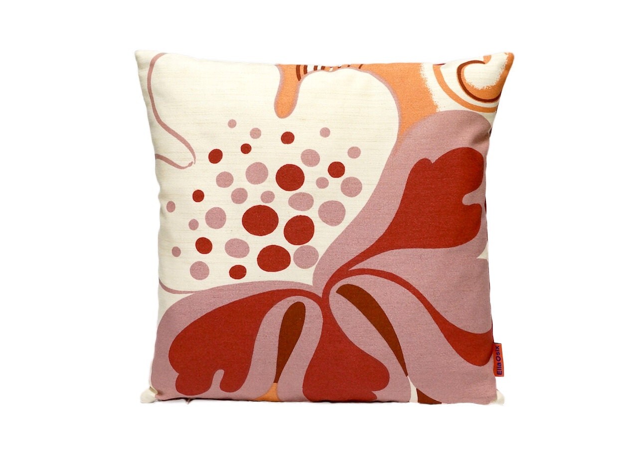 Vintage fabric cushion cover 70s mid century retro throw