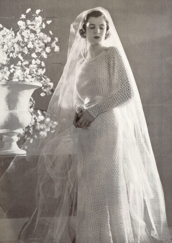 1934 Wedding Dress Vintage Knitted Pattern 258