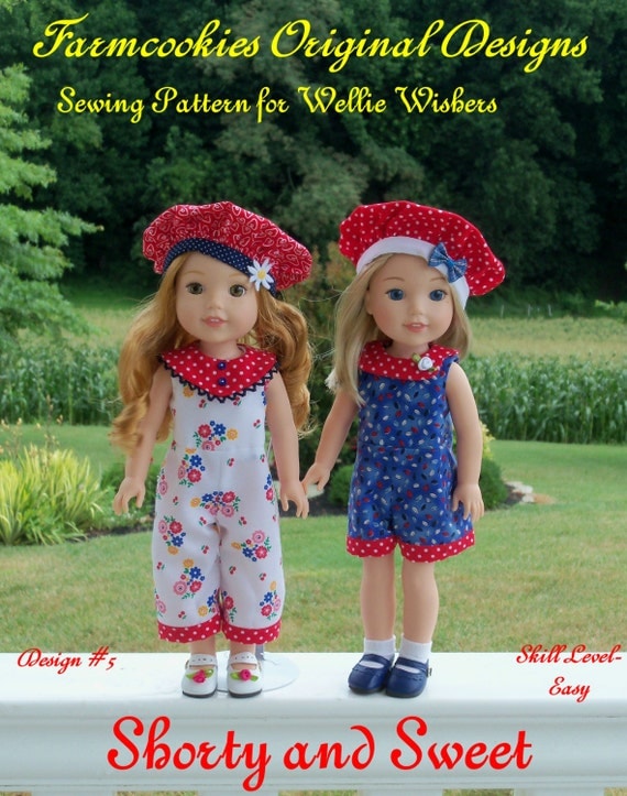 PRINTED Sewing Pattern: SHORTY and SWEET/ Sewing Pattern for 14" American Girl Wellie Wishers®