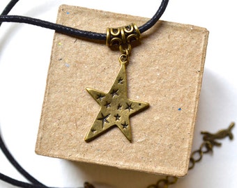 Choker Necklace - Bronze Star Pendant - Handmade