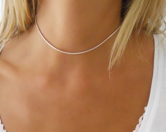 Silver Choker Necklace, Delicate Choker, Choker Collar Necklace, Sterling Silver Collar Necklace, Dainty Silver Necklace, Minimal Necklace