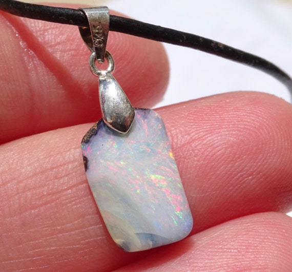 Opal pendant necklace Dainty Opal pendant Boulder Opal