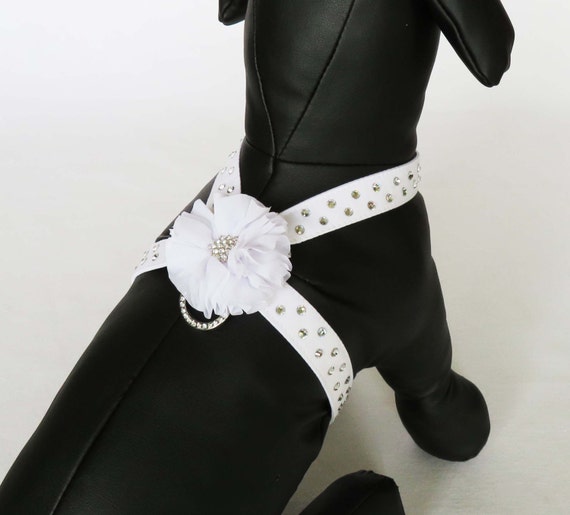 White Dog Wedding Harness Bling Dog Harness Tiny Dog