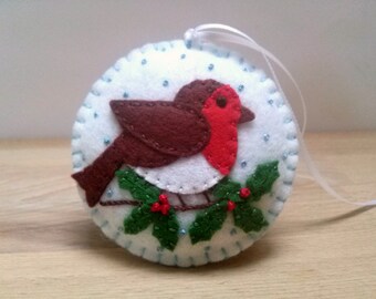 Felt Robin bird ornament, Felt Christmas ornaments, Christmas decoration, Christmas decor, Woodland Christmas, Felt bird ornament, Wool felt