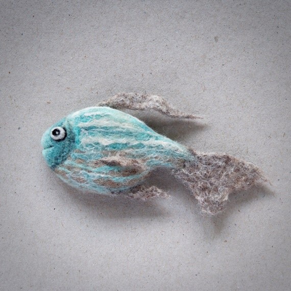 needle felted fish brooch by The Lady Moth wet felted fish