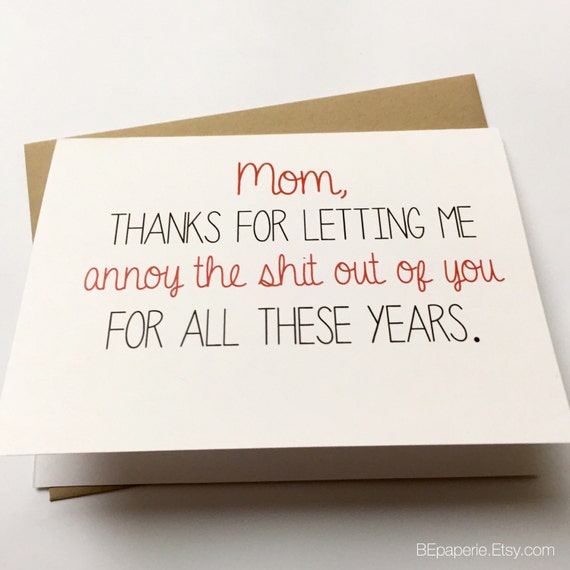 funny mom card mothers day card mom birthday card