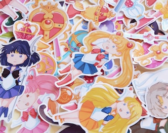 Sailor Moon Stickers - Sailor scouts, cats and magical items/accessories