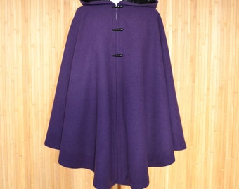 Cashmere Wool Cape, Purple Hooded Cape, Wool Hooded Cloak, Hooded Cape Coat, Wool Hooded Poncho, Winter Wool Jacket, Medieval Clothing