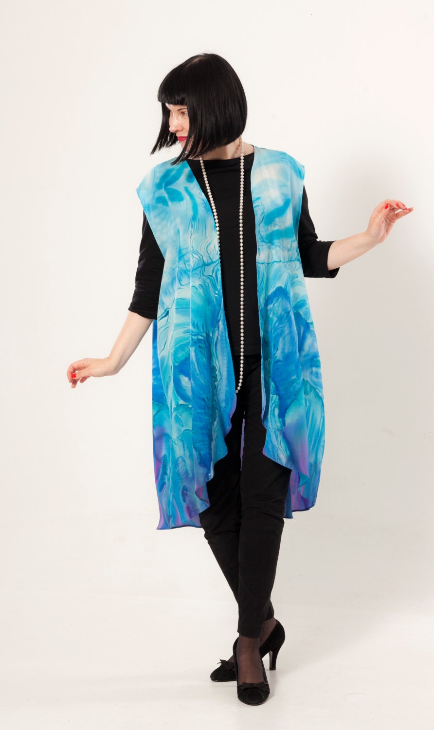 Hand painted Silk Vest Women's clothing One size Plus size