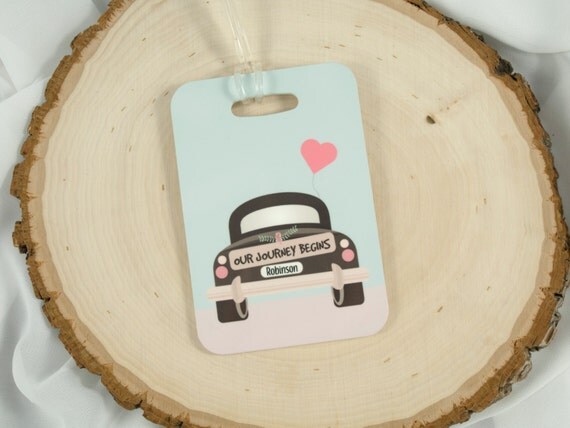 Wedding Gift - Newlywed Luggage Tag - Journey Begins Luggage Tag ...