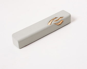 Ceramic Mezuzah Case, Turquoise Mezuzah, 24K Gold Judaica, modern minimalist, made in Israel, jewish housewarming gift, modern Judaica gift