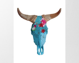 Cow skull Print, Buffalo Skelaton Art, INSTANT DOWNLOAD, Decorative skull, bull head print, boho wall art, bull horns, southwestern