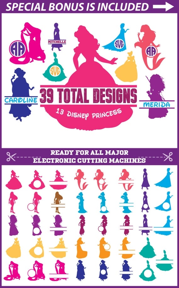 Disney Princess Svg Free - Layered SVG Cut File