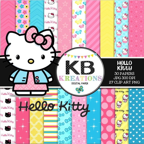 HELLO KITTY Digital Paper Pack 30 Papers 27 by KBKreations209