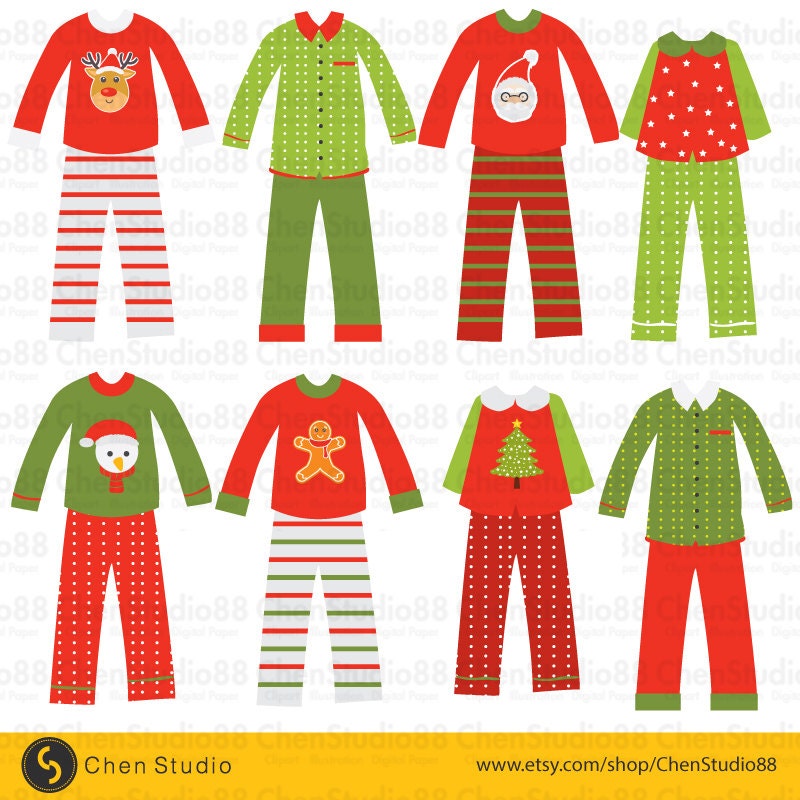 Christmas Pajamas vector Digital Clipart Instant Download