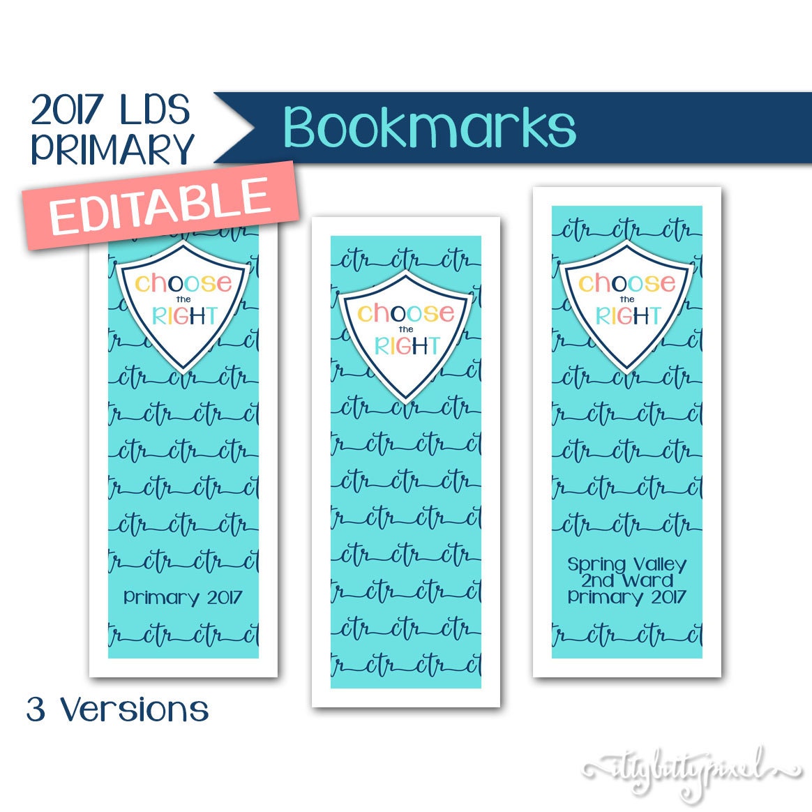 bookmarks lds primary 2017 theme editable printable choose