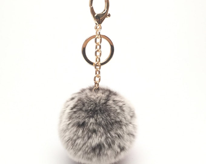 Brown Frost Fur pom pom keychain fur puff ball bag pendant charm