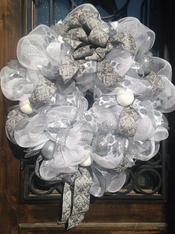 Silver and white Christmas wreath