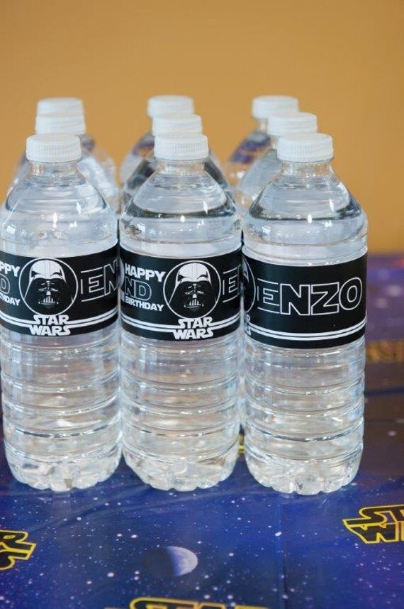 Star Wars water bottle labels Darth Vader water bottle
