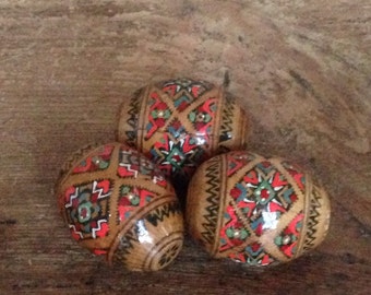 Trio of wooden eggs