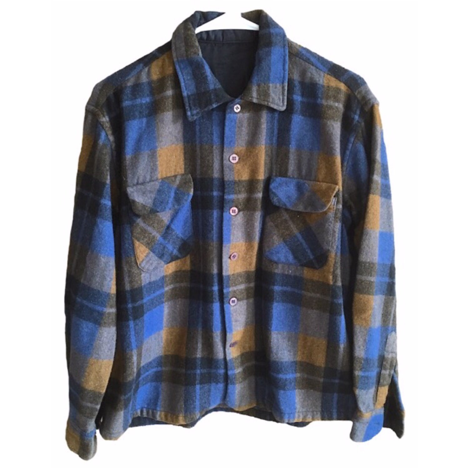 Pendleton Flannel blue and yellow plaid size large long sleeve