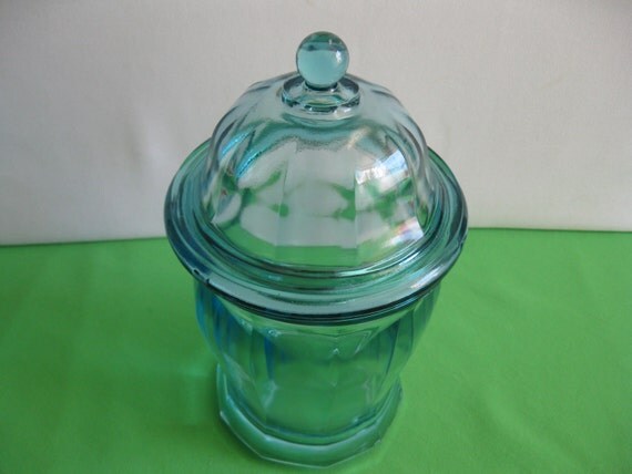 Indiana Glass The Jar Blue Bell Shaped Apothecary or Biscuit