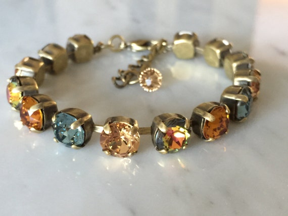 Swarovski Sahara Crystal Bracelet, Swarovski Topaz Crystal Bracelet, Topaz Bracelet, Blue Crystal Bracelet