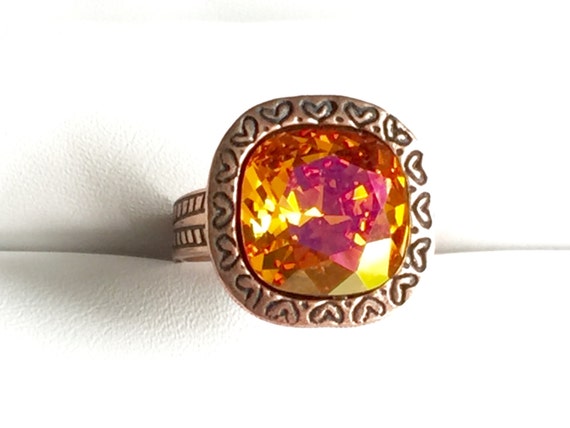 Astral Pink Crystal Ring, Swarovski Astral Pink Ring, Swarovski Pink Crystal Ring